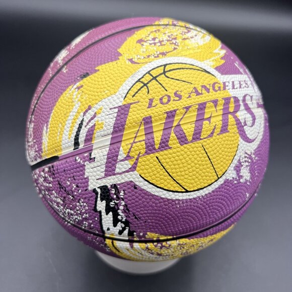 Vtg Spalding/LA LAKERS NBA Souvenir/Kid Toy Mini 7" Basketball; Purple/Yellow - Picture 7 of 9